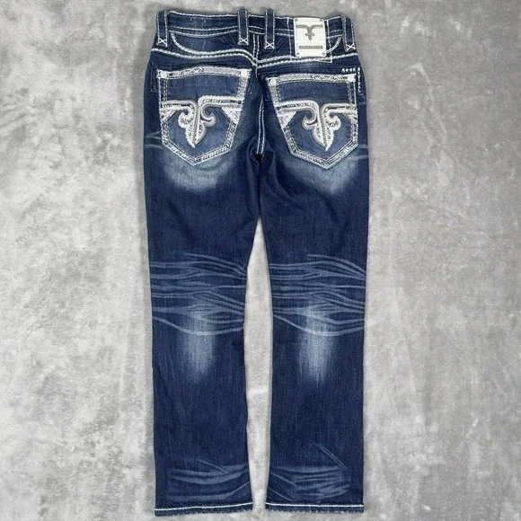 Rock Revival Jeans Mens 30 (Fits 31x29) Robin Straight Dark - Picture 9 of 16